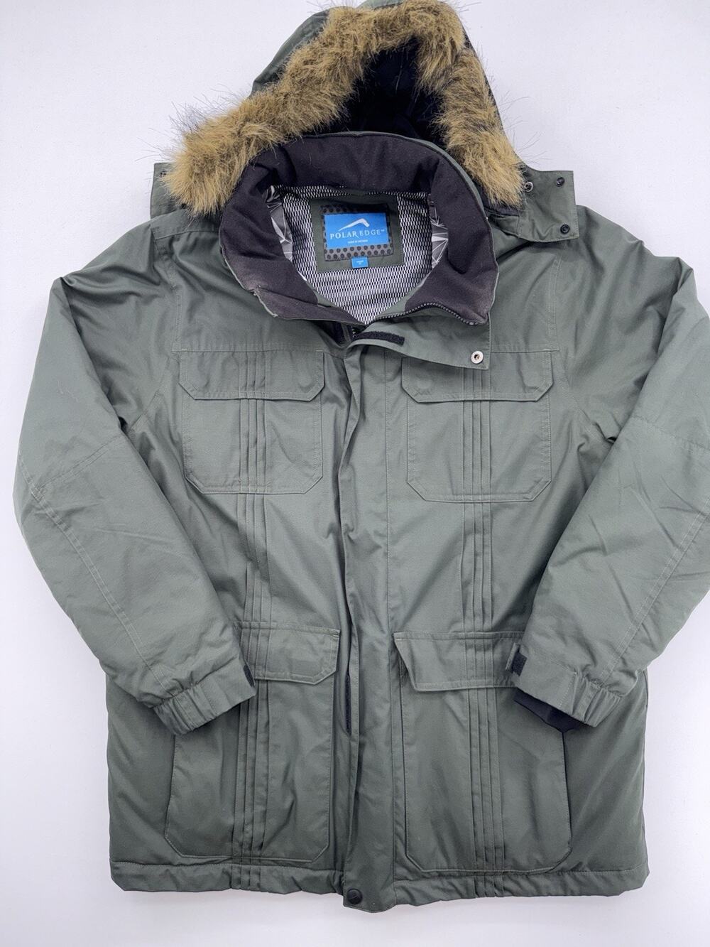 Polar Edge Ski Jacket Men Medium Olive Green Colorblock Thinsulate Hooded Coat